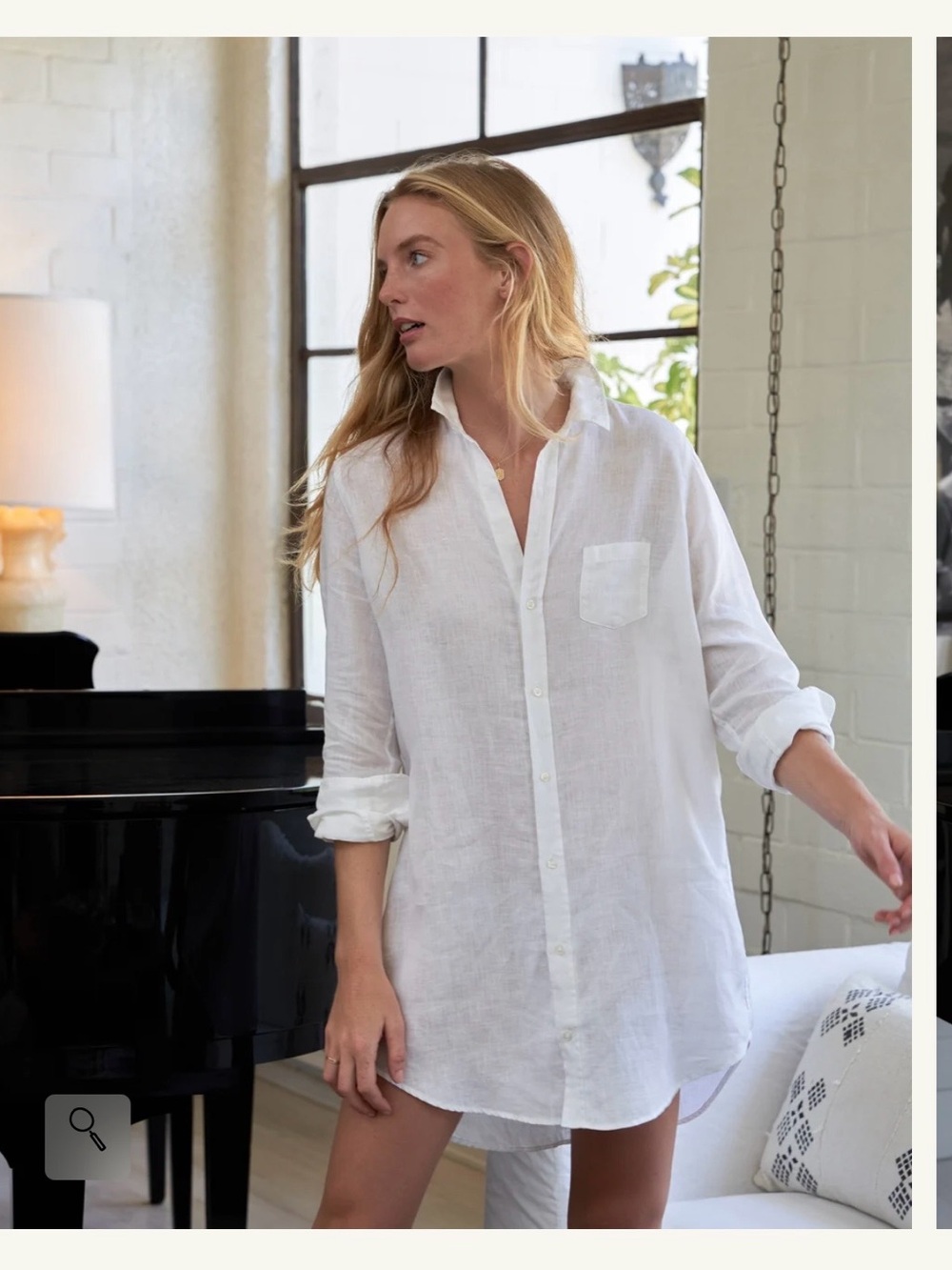 Classic White Linen Button-Up Women’s Shirt Dress